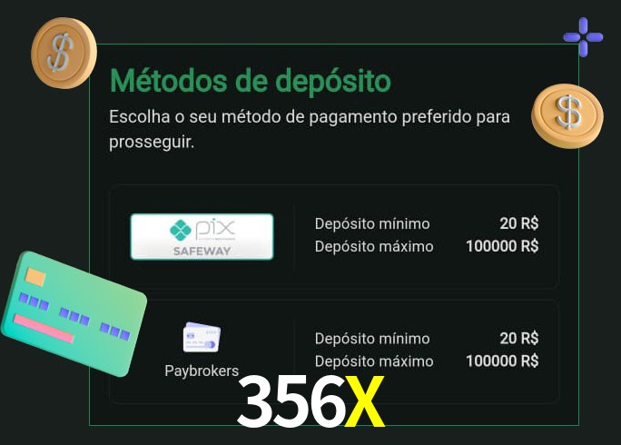 O cassino 356X oferece uma grande variedade de métodos de pagamento